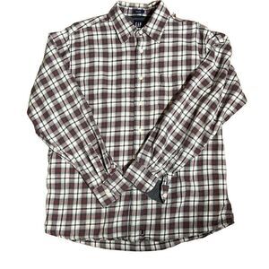 Gap Men's Flannel Checked Long Sleeve Shirt Plaid Button Down Gray Red Large